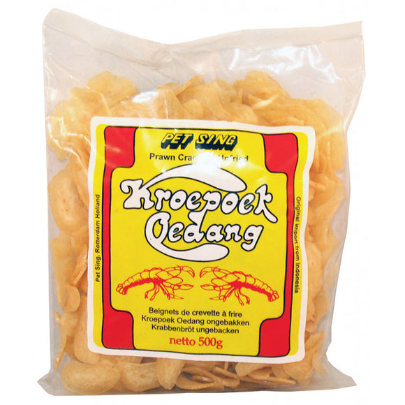 Pet Sing Borrel Kroepoek Oedang Ongebakken 2x3cm 500g