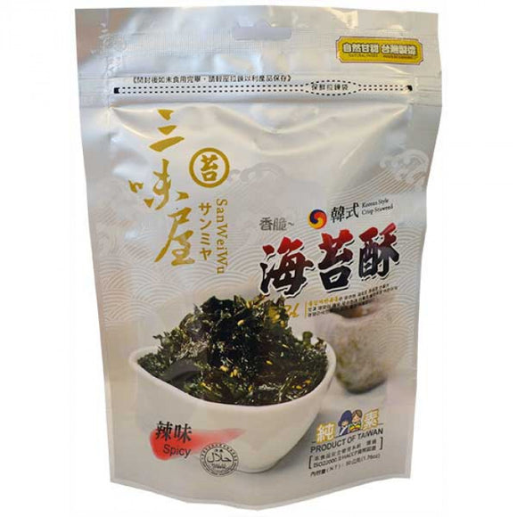 San Wei Wu Korean Style Crispy Seaweed Spicy Flav. 50g / 三味屋 海苔酥辣味 50克