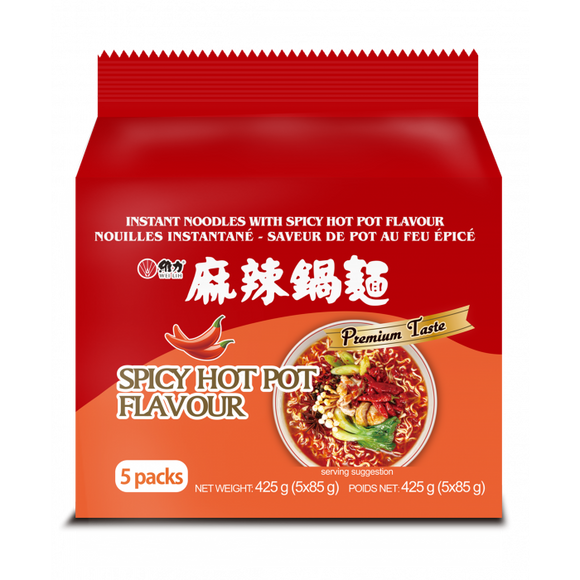 Wei Lih Instant Noodles With Spicy Hot Pot Flavour 5x85g / 维力麻辣锅面 5x85g